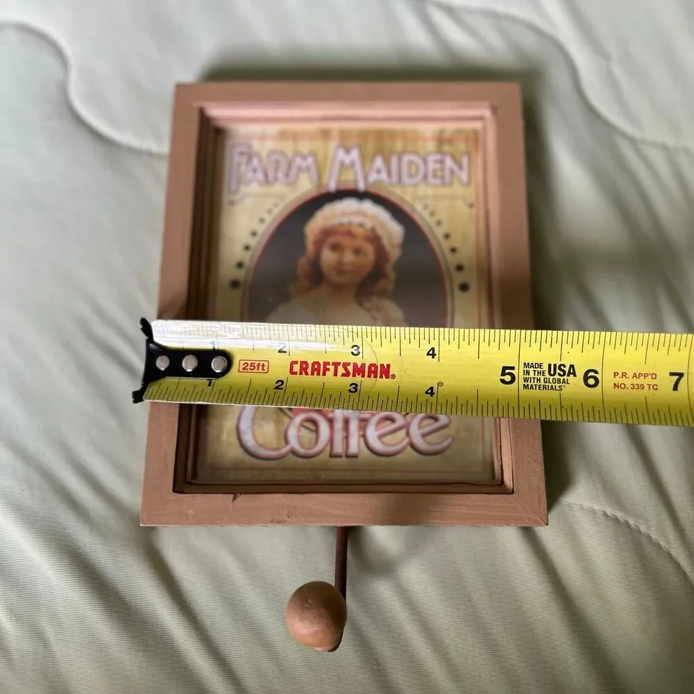 VTG Unique Folklore Farm Maiden Coffee Hanging Hook Sign Accent